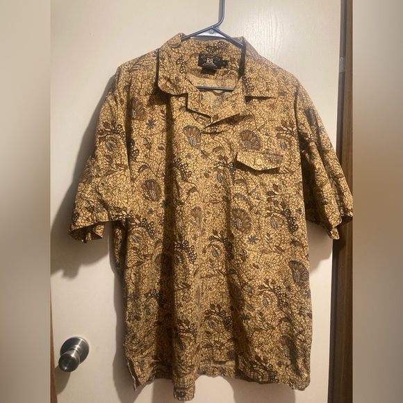 Double R Ralph Lauren Vintage Brown Paisley Short Sleeve Shirt - Picture 1 of 7